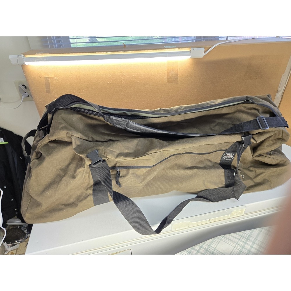 Vtg Totes Sport Duffle Bag XL Green Canvas 40x16x14" Hockey Lacrosse Baseball